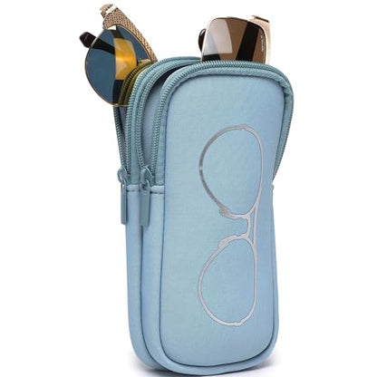 KKP Double Eyeglass Case | Sunglasses Cases with 2 Compartments - color: Light Blue