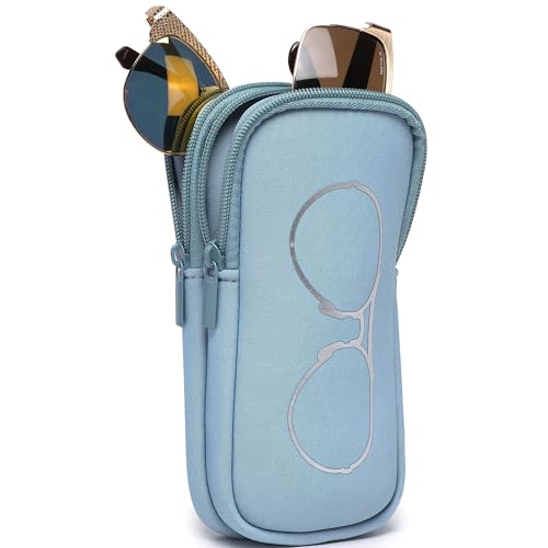 KKP Double Eyeglass Case | Sunglasses Cases with 2 Compartments - color: Light Blue