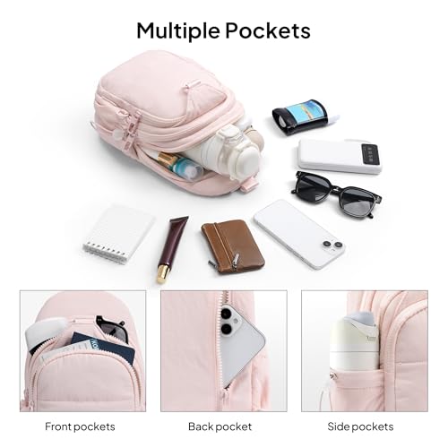 TOPEAST Sling Bag for Women, Anti-Theft Crossbody Bag with RFID Blocking & Water Bottle Holder for Travel, Water-resistant - color: Pink