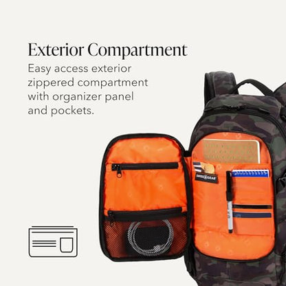 SWISSGEAR City Pack Backpack, Slim Profile, Camo/Green,15.9L, 18-Inch - color: Camo/Green