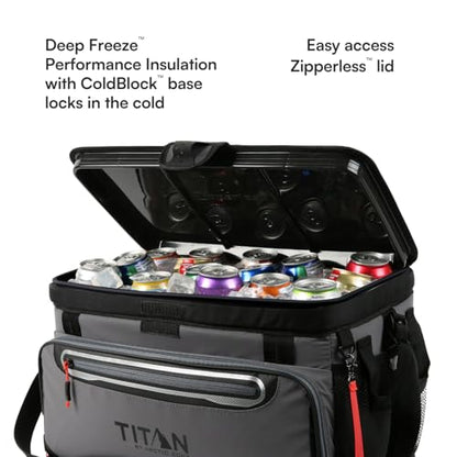 Titan by Arctic Zone Deep Freeze Cooler - Zipperless Hardbody Cooler - Deep Freeze Insulation, HardBody Liner, and SmartShelf - color: Sharkskin Gray, size: 48 Can