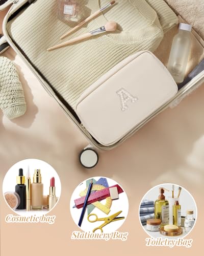 VLANDO Valentine Gifts, Travel Makeup Bag Makeup Pouch Personalized Gift for Women Teen Girls Ideal Gifts for Birthday Wedding Travelers Gifts for Women A - color: 03-White-A