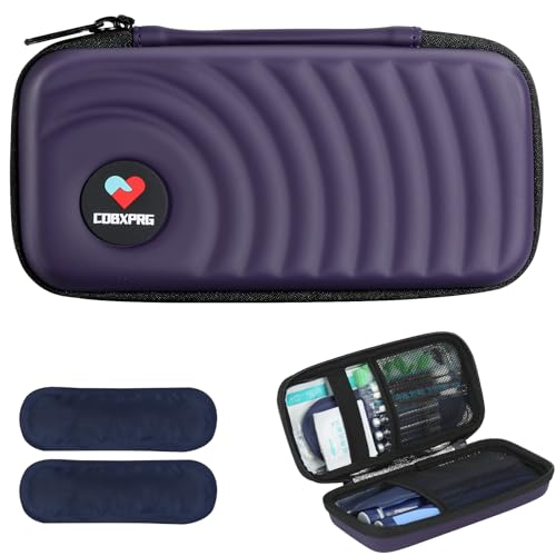CDBXPRG Insulin Cooler Travel Case,Diabetic Cold Pack Organizer Bag with 2 Reusable Ice Packs for Insulin Pen and Other Medication Diabetic Supplies Dark Purple - color: PU-Dark Purple