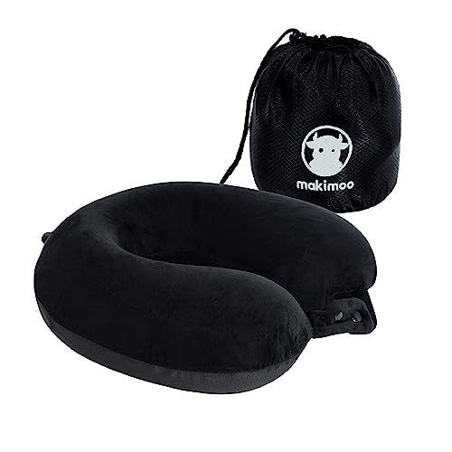 Travel Neck Pillow, Top Memory Foam Pillow for Head Support, Ideal for Airplanes, Cars, and Home Recliners, Adjustable and Soft (Black) - color: Black