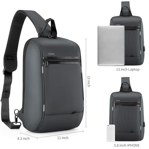 Kingsons 13" Anti-Theft Laptop Sling Backpack. Waterproof nylon, USB port. Ideal for travel, hiking, camping. (FG6301-Grey) - color: Fg6301-grey