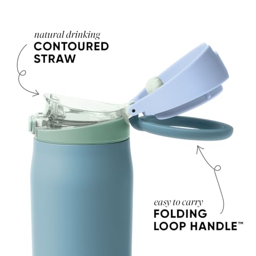 Simple Modern Mesa Loop Water Bottle with Covered Straw and Handle | 24oz Cup Holder Friendly Insulated Stainless Steel Bottles for Travel, Sports and School | Glacier Bay - color: -Glacier Bay, size: 24 Ounces