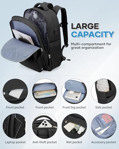 Vacuum Backpack Travel Backpack with vacuum system with Pumpm, Mochila de Viaje Compresion al vacio, Personal Item Carry on Bag, Black - color: C- Black