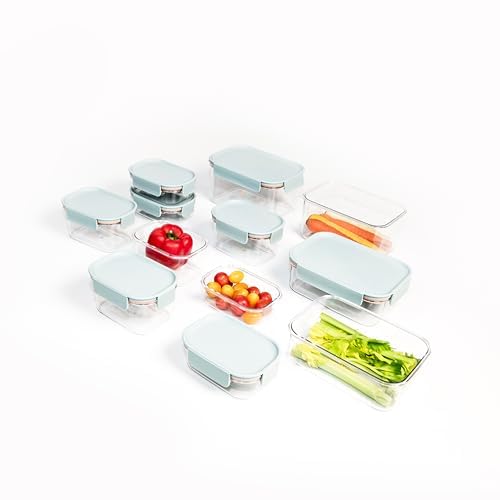 LocknLock Tritan Plastic Bisfree Modular Plus Food Storage Container Set, BPA-Free, Stackable, Microwave, Freezer-Safe, 24-Piece Set with 12 Boxes and 12 Lids, Mint - color: Mint, size: 24 set (12 containers & 12 Lids)