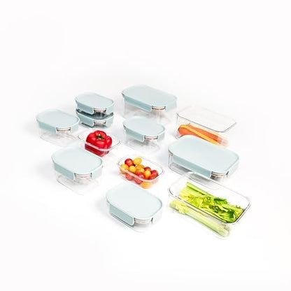 LocknLock Tritan Plastic Bisfree Modular Plus Food Storage Container Set, BPA-Free, Stackable, Microwave, Freezer-Safe, 24-Piece Set with 12 Boxes and 12 Lids, Mint - color: Mint, size: 24 set (12 containers & 12 Lids)