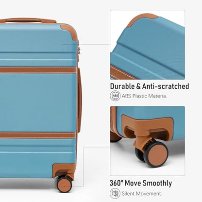LONG VACATION Luggage Set 6 Piece Suitcase with Spinner Wheels, ABS+PC Hardshell Luggage with TSA Lock & YKK Zipper - color: Blue, size: 6 Piece Set