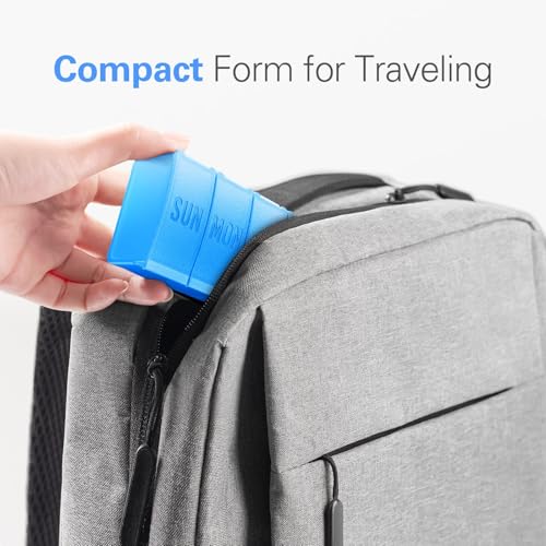 Barhon Large Weekly Pill Organizer, Big Vitamin Organizer Case for 7 Day, Travel Medicine Pill Box to Hold Various Supplements and Fish Oil, Light Blue - color: Light Blue