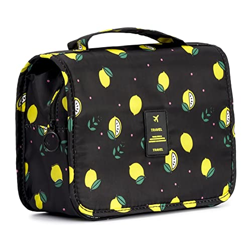 L&FY Multifunction Portable Travel Toiletry Bag Cosmetic Makeup Pouch Toiletry Case Wash Organizer (Black Lemon) - color: Black Lemon, size: Compact Size