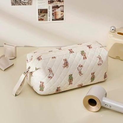 RSRSLEII Large Quilted Hair Tools Travel Bag with Bear Pattern,Hair Styling Accessories Storage Case for Shark FlexStyle, Dyson Airwrap Hair Dryer, Curling Iron, Revlon Hair Tools(06Bear) - color: 06 Bear