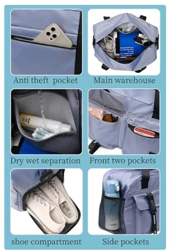 New Sports Tote Gym Travel Luggage Shopping Delivery Weekend Camping Overnight Bag(ice blue) - color: ice blue