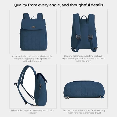 Travelon Anti-Theft Runways Compact Backpack - color: Ocean