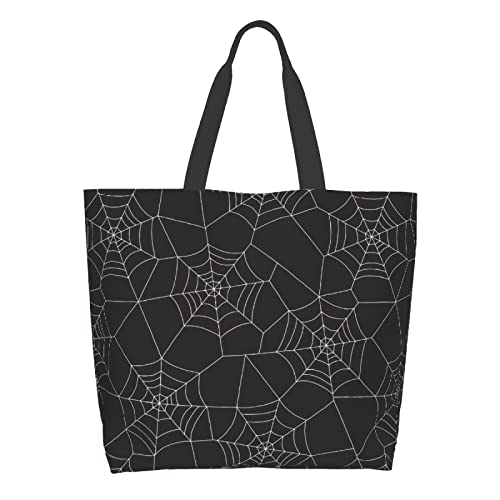 Shoulder Bag Large Reusable Eco-friendly Shopping Bags Portable Storage Handbag | Large - color: Spider Web25