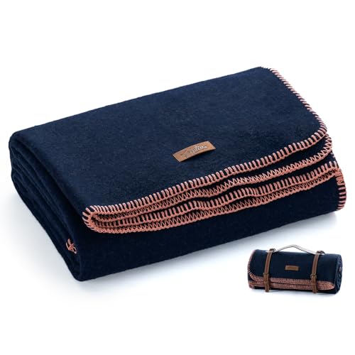Molithe 100% Wool Blanket, 48" x 62", Warm, Thick, Washable, Military Wool Blanket, Great for Camping, Outdoors, Sporting Events, Survival Kits，Navy - color: Navy Blue, size: Medium