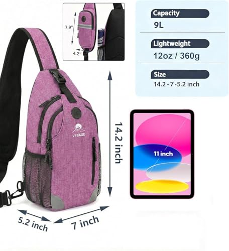 Sling Backpack for Women & Men, Crossbody Travel Bag with Water Bottle Holders, 17 Pockets, Quick-Access Phone Pocket, Hidden Security Pocket, Fits 11" Tablet, for Daily Carry, Travel, Theme Parks - color: G-berry Rose