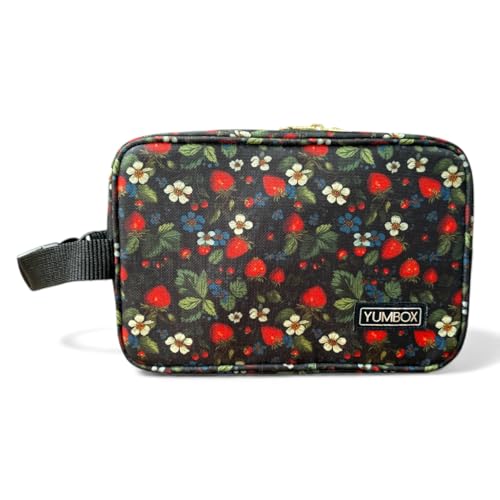 Yumbox Chill Snack Bag includes 2 Removable Gel Ice Packs, Freezable Cooler Bag for School Lunch, Work, Pre-school, Foldable, Spacious, Lightweight Strawberry Fields Print - color: Strawberries
