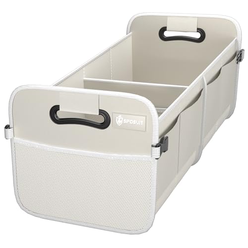 Sposuit Trunk Organizer for Car - 70L Collapsible Trunk Storage with 11 Pockets & Reinforced Handles, SUV Trunk Organizers for Grocery Cargo(White) - color: White, size: Large