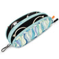 Double Eyeglasses Case Soft Portable Zipper Sunglasses Pouch with Keychain Clip for Men Women - color: Light Blue Wave