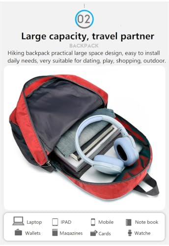 Ultra Lightweight-Packable-Hiking-Backpack Foldable Travel Camping Daypack Casual Outdoor Water-resistant 25L Bags (Red) - color: Red