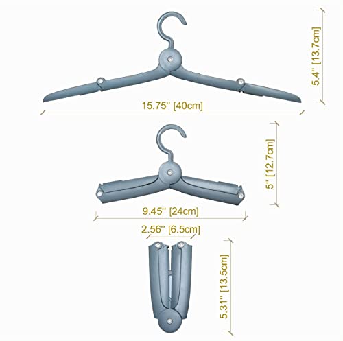 Travel Hangers Foldable Collapsible Plastic Hangers Portable Non Slip Clothes Hangers for Laundry Car Camping Grey Hangers Quick Drying 2 Pcs