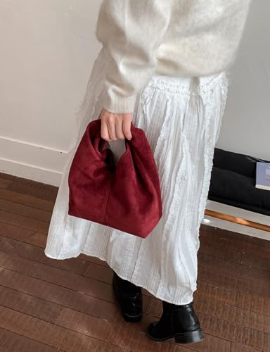 Slouchy Suede Crescent Crossbody Purses Women Cute Hobo Bags Trendy Satchels Underarm Shoulder Bag Travel Tote Handbag 2026 - color: A Suede Burgundy-no Strap