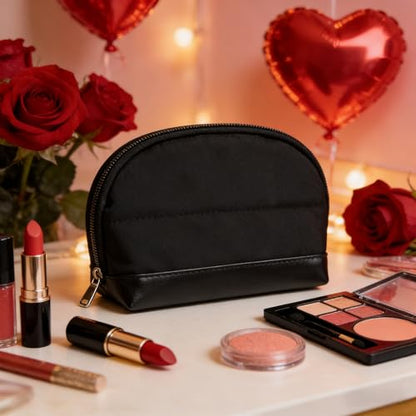 Ethereal Small Makeup bag for Purse, Cute Cosmetic Bag Portable Mini Makeup Pouch for Women Black - color: 03-mini black
