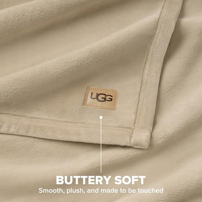 UGG Coco Throw Blanket – Home Accent Blanket for Bed & Couch, Luxury Fluffy Bedding, House Warming Gifts or Luxurious Birthday Gifts for Women, 50" x 70", Beige Mustard Seed - color: Beige