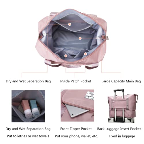 Large Capacity Travel Bag, Expandable Duffel Bag-Water-Resistant Foldable Carry-On with Wet/Dry Compartments | Large Capacity Travel Bag for Gym, Weekends & Overnight Trips (Blue) - color: Blue