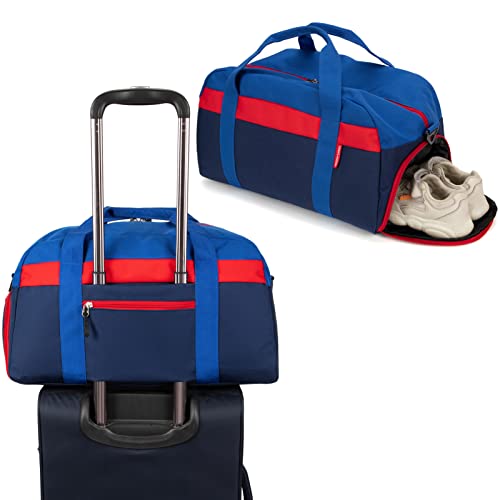 Kids Duffle Bag for Boys or Girls, Fit Sports Practice, or Overnight Travel Weekend (Navy Blue) - color: Navy Blue