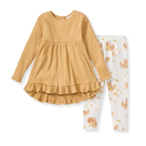 Burt's Bees Baby Baby Girls Long Sleeve Top and Pant Set, 100% Organic Cotton Outfit - color: Happy Harvest, size: 3-6 Months