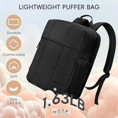 CLUCI Lightweight Travel Backpack Carry on Flight Approved, Puffy Gym Backpack with Shoe Compartment, Personal Item Travel Bag, 15.6 inch Laptop Backpack for Weekender Business - color: Soft Black