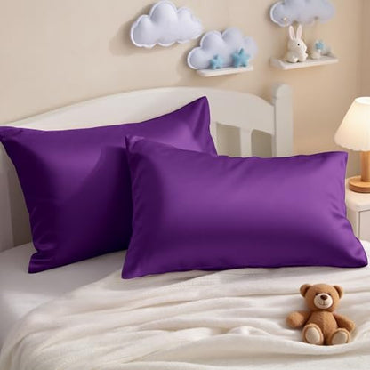 NTBAY Egyptian Cotton Toddler Pillowcases - Set of 2 - Travel Pillow Cases - 500 Thread Count Cotton 13x18 Pillow Covers - Envelope Closure Nursery Pillowcases, 13x18 Inches, Purple - color: Purple