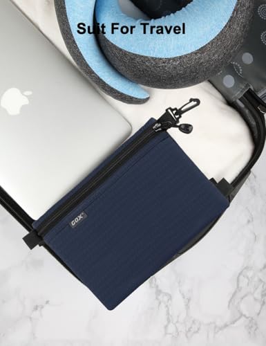GOX Travel Toiletry Bag Carry On Zipper Pouch Cosmetic Kit Makeup Digital Bag Water Resistant Nylon (Navy Blue) - color: Navy Blue