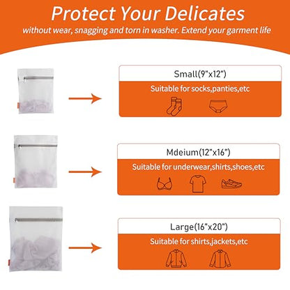 Polecasa Mesh Laundry Bags 3 Pack (Large, Medium, Small) - Durable Zipper Wash Bags for Delicates, Lingerie, Bras, Underwear - Protect Garments in Washing Machine - size: 1 Large, 1 Medium, 1 Small