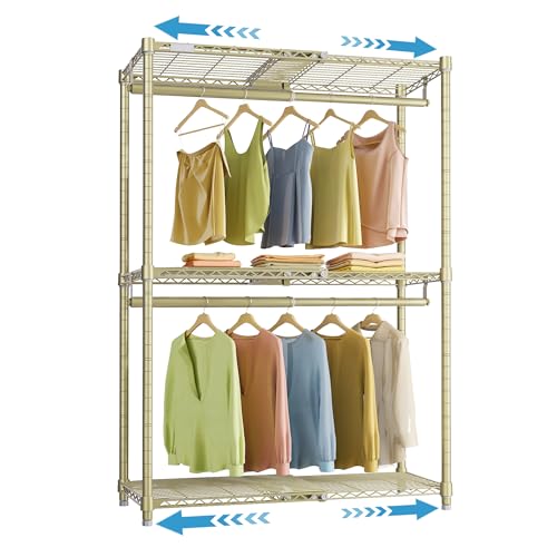 VIPEK X1 Expandable Clothes Rack Heavy Duty Adjustable from 2' to 3'5" with Adjustable Shelves and Hanger Rods, Reach-in & Walk-in Closets Metal Garment Racks Portable Closet, Gold - color: Gold, size: X1