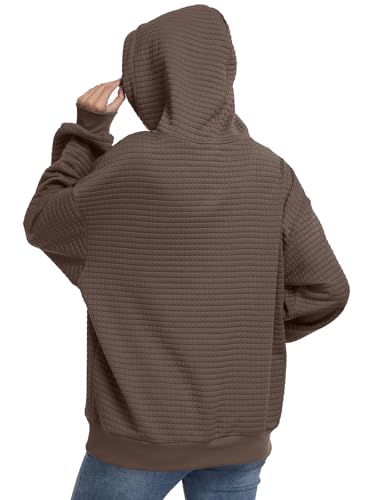 SeSe Code Hoodie With Eye Mask Waffle Hooded Sweatshirts Womens Travel Airplane Sleep Hoodies Mens Oversized Pullover - color: Brown, size: Small