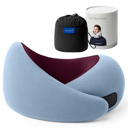 Ostrichpillow Go Neck Pillow, Travel Pillows for Airplanes, Premium Memory Foam Travel Pillow, 360º Ergonomic Design, Asymmetrical Sides, Travel Bag Included, Washable Modal Cover - color: Dawn
