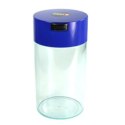 Tightvac - 3oz to 12 Ounce - Patented Airtight Container | Multi-use Vacuum Container Works as Smell Proof Containers for Herbs and Dry Goods. Blue Clear - color: Dark Blue Cap & Clear Body