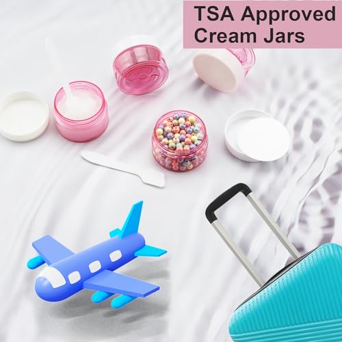 Cosywell Travel Jars Containers Plastic Cream Jars TSA Approved 1oz 4 Pieces Refillable Cosmetic Containers Leak-proof Travel Size Containers with Lid for Lotion Makeup Cosmetics (Pink) - color: F-1oz Pink