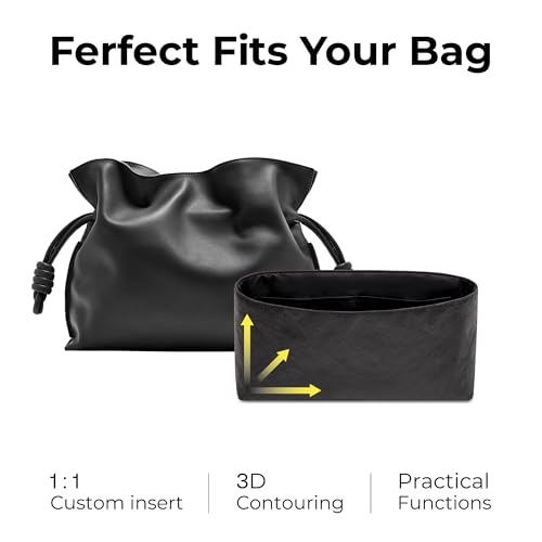 Tote Bag Organizer Insert for LOEWE Flamenco Purse M handbag, Custom Fit Inside Matte Black Lightweight WaterResistant Purse Insert with Cup Holder Accessories - color: Matte Black, size: Fits-Flamenco M
