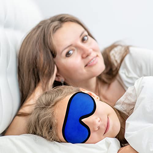 2 Pieces 3D Sleep Mask for Kids Memory Foam Contoured Eye Mask, Travel Sleep Eye Cover with Adjustable Strap, 3D Blindfolds(Blue and Green) - color: Blue and Green