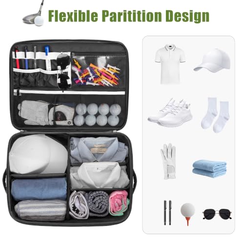 PGmoon 2 Layer Golf Trunk Organizer, Golf Car Storage Organizer with Individual Ventilated Compartment for 2 Pairs Shoes, Golf Car Locker for Balls, Clothes, Tees, Gloves, Accessories (White) - color: White