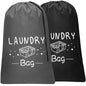 Sylfairy 2 Pack Extra Large Travel Laundry Bag, Dirty Clothes Organizer with Drawstring,Heavy Duty Travel Laundry Bags,Easy Fit a Laundry Hamper Travel Essentials (Black+Grey, 24" x 36") - color: Black+Grey