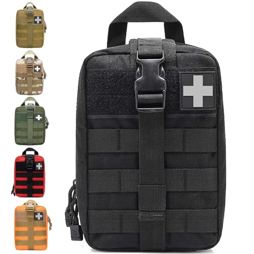 Tactical Medical Utility Pouch Rip Away First Aid Survival Bag for Travel Outdoor Hiking and Emergency Everyday Carry - color: Black