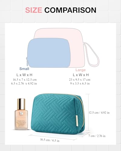 BAGSMART Small Makeup Bag, Travel Cosmetic Bag Make Up Pouch Small Travel Zipper Pouch,Water-resistant Toiletry Bag,Makeup Organizer Bag for Women, Blue - color: 01-Teal Blue