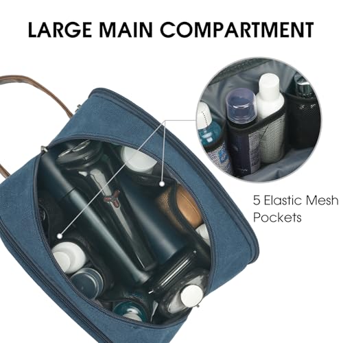 WANDF Travel Toiletry Bag for Men Large Toiletries Shaving Bag Water Resistant Hanging Dopp Kit Travel Accessories Bag for Women Men (Blue) - color: Blue