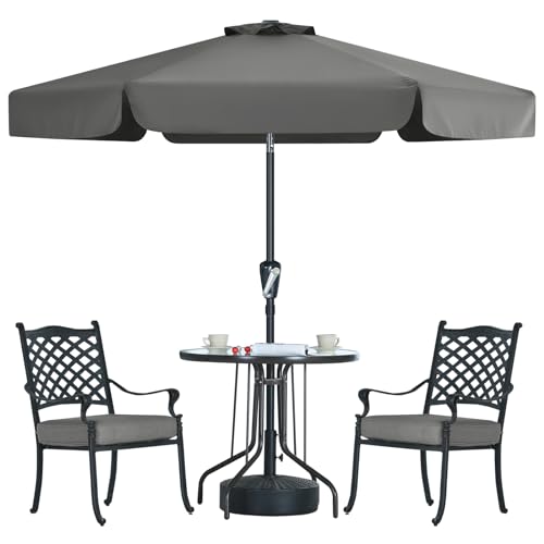 MASTERCANOPY 7.5ft Patio Umbrella with Valance, Crank and Tilt – 6 Ribs Outdoor Market Umbrella, UV/Fade Resistant, Waterproof Canopy with Wind Vent for Garden, Deck, Backyard, Pool (Dark Gray) - color: Dark Gray, size: 7.5FT